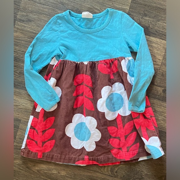 Mini Boden Toddler Floral Smocked Long Sleeve Round Neck Back Zipper Dress 3-4yr - Picture 1 of 3